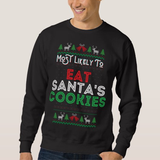 サンタ食べのクッキーがHat Santaに最も近い スウェットシャツ (正面)