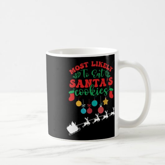 サンタ食べのCookieに最も近い – 家族のクリスマス コーヒーマグカップ (右)