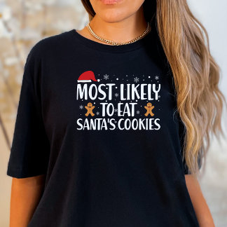 サンタ食べスCookieに最も近いクリスマスおもしろい Tシャツ