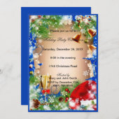 サンタ食べドリンクべメリークリスマスパーティー招待状 招待状 (正面/裏面)