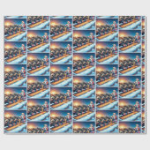 サンタ食べ物を与えの牛のクリスマス ラッピングペーパー (フラット)