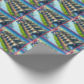 サンタ食べ物を与えの牛のクリスマス ラッピングペーパー (角)