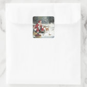 サンタ食べ物を与えクロースの動物 スクエアシール (バッグ)