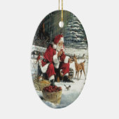 サンタ食べ物を与えクロースの動物 セラミックオーナメント (右)