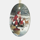 サンタ食べ物を与えクロースの動物 セラミックオーナメント (左)