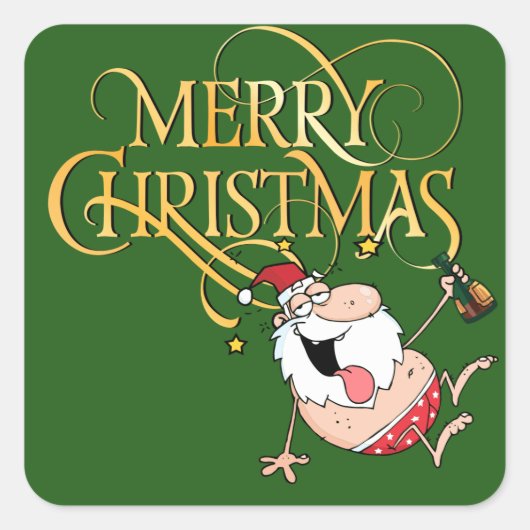 サンタ飲ステッカー スクエアシール (正面)