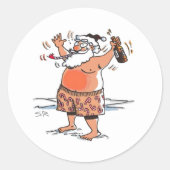 サンタ飲スモール丸ステッカー ラウンドシール (正面)