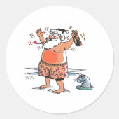 サンタ飲ーの大きな丸いシール ラウンドシール (正面)