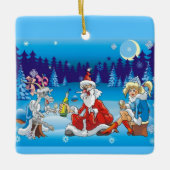 サンタ飲ーの醜いクリスマス セラミックオーナメント (正面)