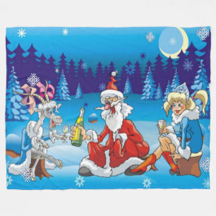 サンタ飲ーの醜いクリスマス フリースブランケット