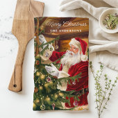 サンタ飾のクリスマスツパーソナライズされたリー キッチンタオル