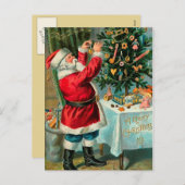サンタ飾のクリスマスツリー シーズンポストカード (正面/裏面)