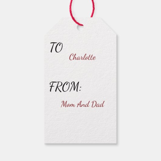 サンタ魅力的の喜びに満ちたスマイルとのラベル ギフトタグ (裏面)