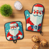 サンタ魅力的クロース 鍋つかみ&鍋敷きセット (トップダウン)