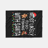 サンタ魚釣りと魚釣りに行く可能性が最おもしろい高 フリースブランケット (正面(横))