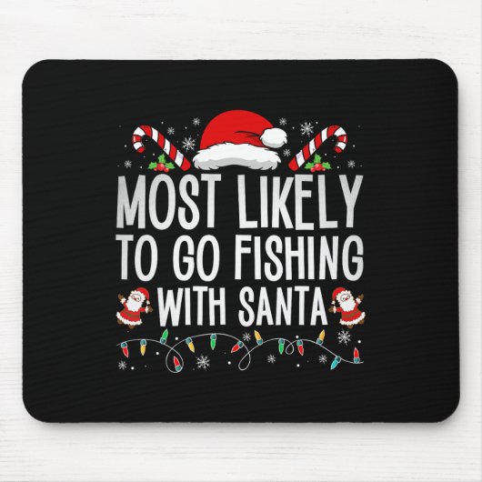 サンタ魚釣り恋人と魚釣りに行く可能性が最も高い マウスパッド (正面)