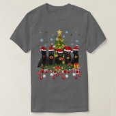 サンタ黒猫クリスマスツリーおもしろいライトネコL Tシャツ (デザイン正面)