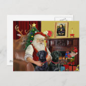 サンタ2ラブラドール(黒) シーズンポストカード (正面/裏面)