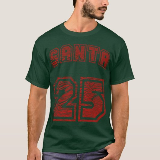 サンタ25のヴィンテージの赤 Tシャツ (正面)