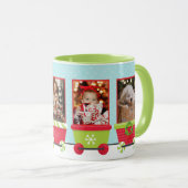 サンタ3フォトトレインパーソナライズされたホリデー マグカップ (正面右)