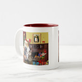 サンタ5匹の猫 ツートーンマグカップ (正面左)