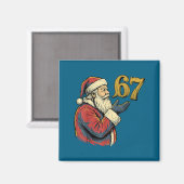 サンタ67 番号 おもしろ クリスマス ミーム セー マグネット (正面/裏面)