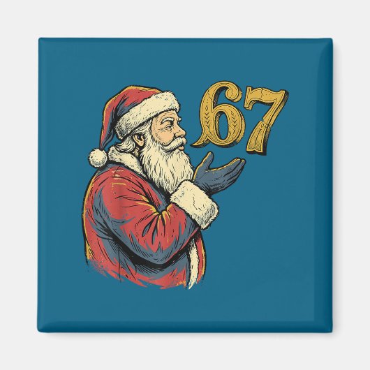 サンタ67 番号 おもしろ クリスマス ミーム セー マグネット (正面)