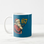 サンタ67 番号 楽しい クリスマス メメ セー コーヒーマグカップ (左)