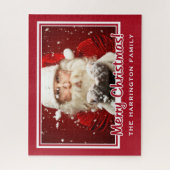 サンタ/あなたの写真名前をカスタムするクリスマスパズル ジグソーパズル (縦)