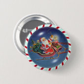 サンタ、そり及びキャンディ・ケーンのリース 缶バッジ (正面&裏面)