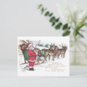 サンタ、そり、トナカイのヴィンテージクリスマス シーズンポストカード (スタンド正面)