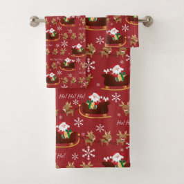 サンタ、そり、トナカイ バスタオルセット