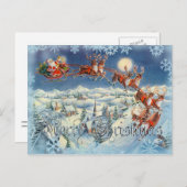 サンタ、そり、トナカイ&文字by SHARON SHARPE シーズンポストカード (正面/裏面)