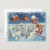 サンタ・そり・トナカイby SHARON SHARPE シーズンポストカード (正面/裏面)