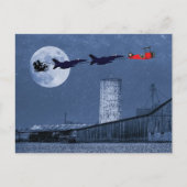 サンタ、そり、F-16ジェット機と赤い二面式クリスマス シーズンポストカード (正面)