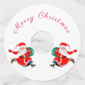 サンタ – みんなのためのギフト – おもしろい- Merry Christmas ワイングラスタグ (正面)