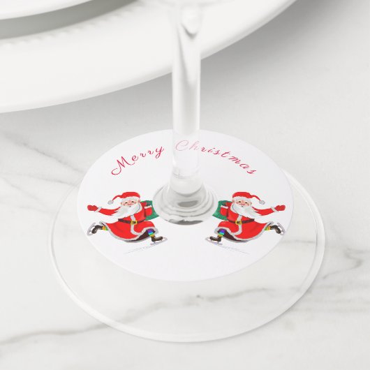 サンタ – みんなのためのギフト – おもしろい- Merry Christmas ワイングラスタグ (クローズアップ)