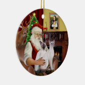 サンタ・アットホーム – シャム猫2 セラミックオーナメント (右)