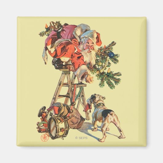 サンタ・アップ・ザ・ラダー マグネット (正面)