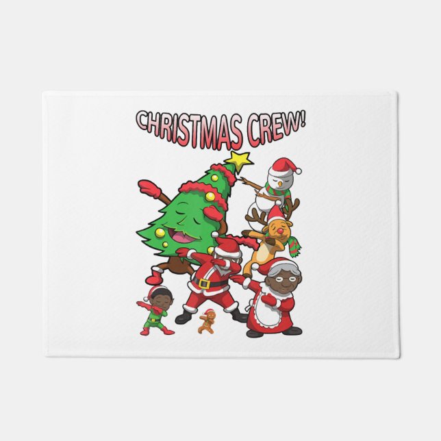 サンタ・アフリカ系アメリカ人をダビングするクリスマスクルー ドアマット (正面)