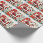 サンタ・アンド・テレフォンブース付きロンドン・クリスマス ラッピングペーパー (角)