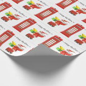 サンタ・アンド・テレフォンブース付きロンドン・クリスマス ラッピングペーパー (角)