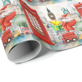 サンタ・アンド・テレフォンブース付きロンドン・クリスマス ラッピングペーパー (ロールコーナー)