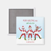 サンタ・アンド・フレンズ・マグネットとのクリスマスグリーティング マグネット (正面/裏面)