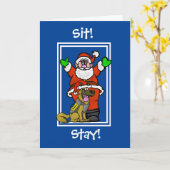 サンタ・アンド・警察犬のクリスマスカード カード (黄色い花)