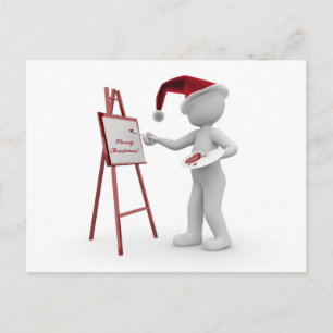 サンタ アーティスト 赤 白 メリークリスマス イーゼル 絵画 シーズンポストカード