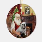 サンタ・イングリッシュ・ブルドッグ セラミックオーナメント (左)