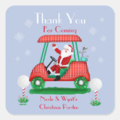 サンタ・イン・ゴルフカートのクリスマス・パーティーありがとう スクエアシール (正面)