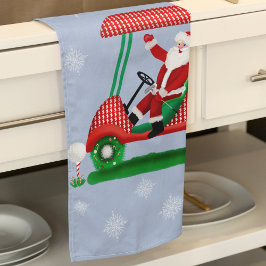 サンタ・イン・ゴルフカート・メリークリスマス キッチンタオル