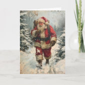 サンタ・イン・ザ・フォレスト・ヴィンテージ・クリスマスカード カード (正面)